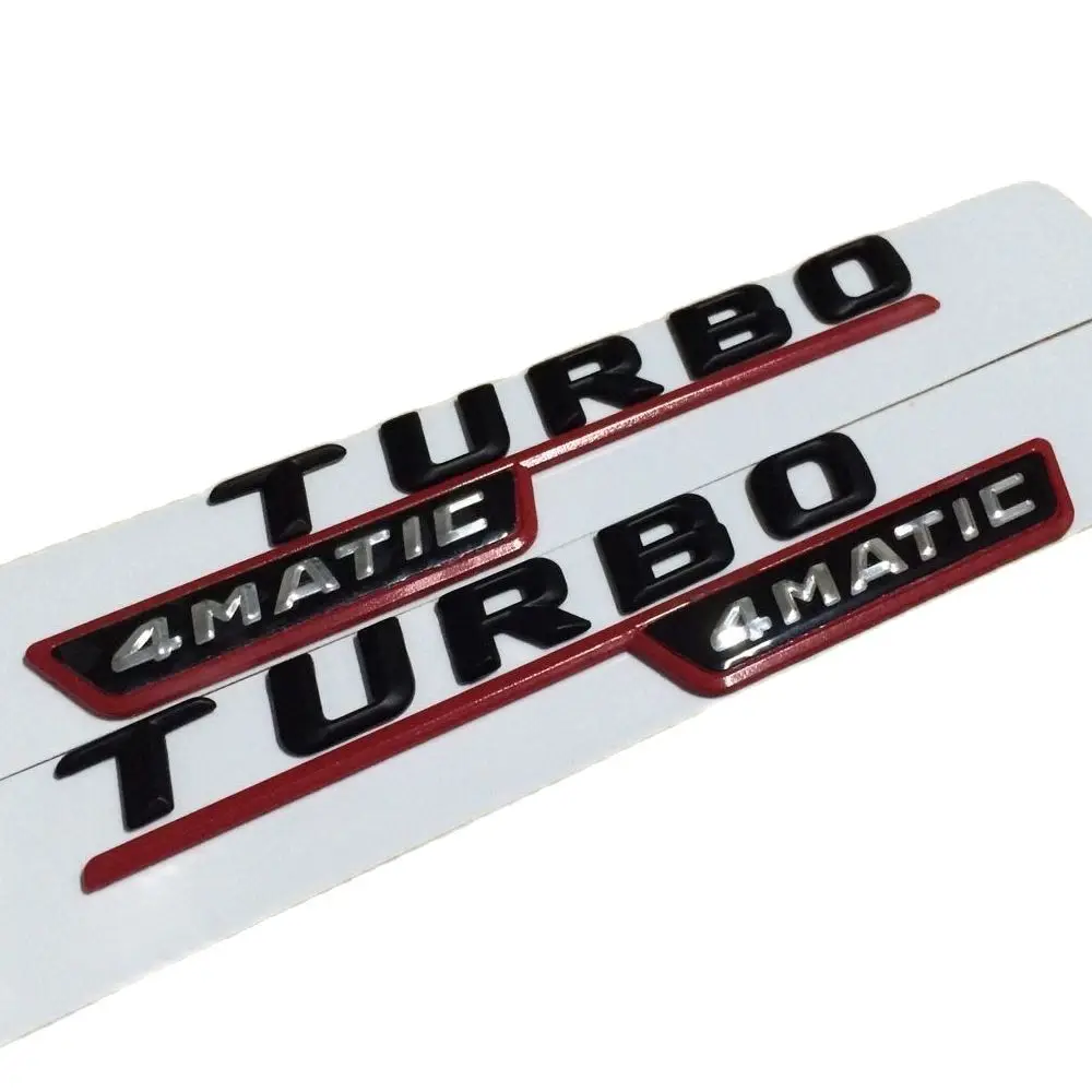 

Matt Black "TURBO 4MATIC " ABS Plastic Car Trunk Rear Letters Badge Emblem Decal Sticker for Mercedes Benz turbo AMG