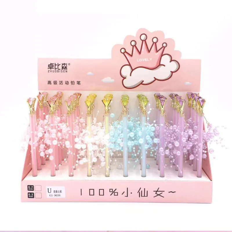 

40 pcs/lot Creative Diamond Pearl Pendant Mechanical Pencil Cute Student Automatic Pen For Kid School Office Supply