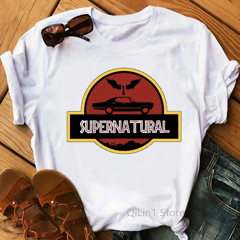 

Carry On My Wayward Son Angel Wings Car Print Women Vintage T Shirt Femme Supernatural T-Shirt Summer Tops Graphic Tee Wholesale