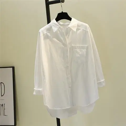 Clothes New Women White Collar Long Sleeve Chemise Aesthetic Collared Tops Chic Korean Clothing Blouse Women\'s Sexy Tunic Shirts