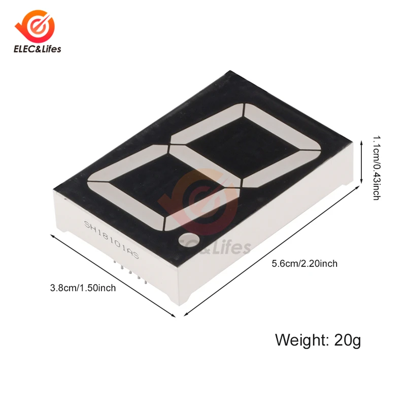 18101BS 1.8 Inch 7 Segment 1-Bit LED Display module Digital Tube Red Common Negative 18101AS Common Anode led display