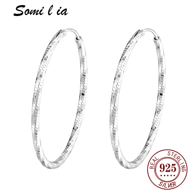 Somi lia New Collection 100% 925 Sterling Silver Color Luminous Clear CZ Circle Hoop Earrings for Women Fashion Earrings Jewelry