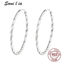 Somi lia New Collection 100% 925 Sterling Silver Color Luminous Clear CZ Circle Hoop Earrings for Women Fashion Earrings Jewelry