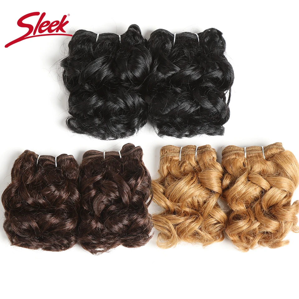 Sleek-extensiones de cabello humano brasileño Remy, Pelo Rizado de doble estiramiento, color rubio, rojo, 27, 30, 4, 100 gramos, 3 piezas, Envío Gratis