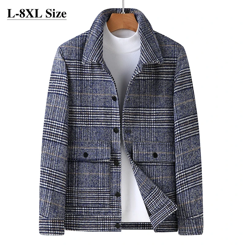 

Plus Size 8XL 7XL 6XL Men's Jacket Fashion Coat 2023 Spring Autumn Oversize Classic Plaid Casual Windbreaker Male Brand Clothes