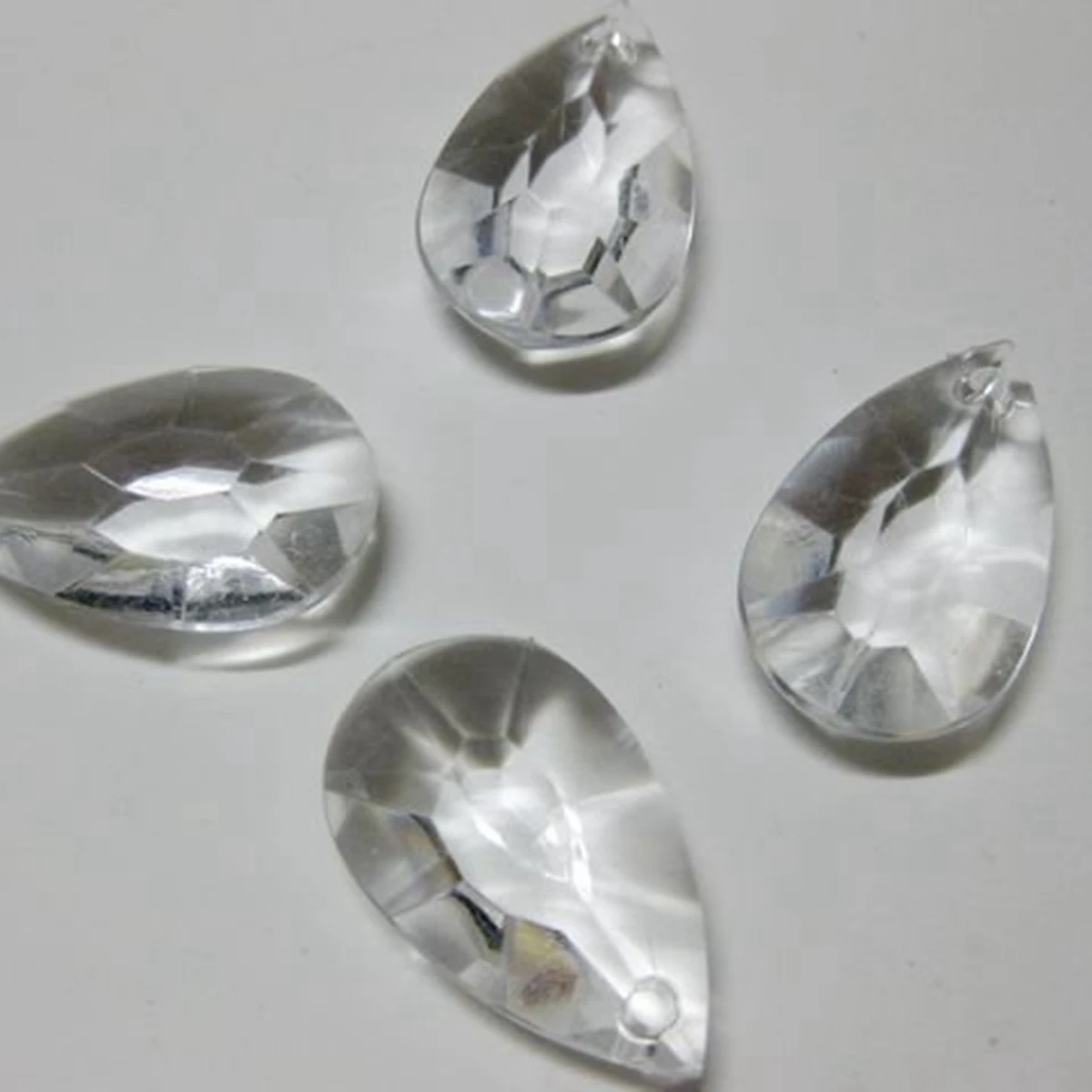 50 Clear Transparent Acrylic  Faceted TearDrop Charm Pendants Top Drilled 26mm