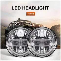Car Led H4 7inch LED Headlight Angel Eye For Lada Niva 4X4 Uaz Hunter Hummer Running lights For JEEP Wrangler JK TJ LJ 1997-17