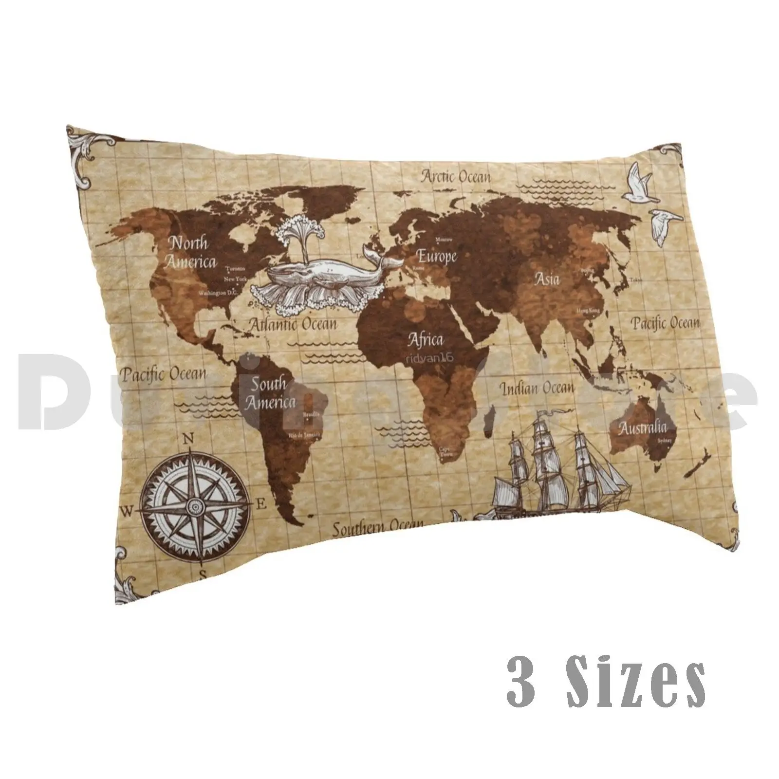 Pirate Bay Secret Map Pillow Case Printed 35x50 World Map Old Map Map Maps History Map Historical Map