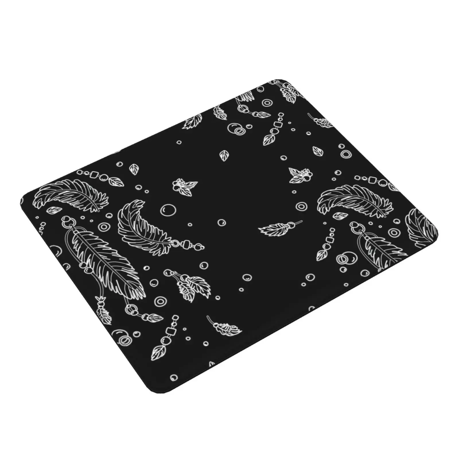 Black Feathers Pattern Mouse Pad DIY Print Black White Dark Feather Feathers Light Angel Angelic Bird