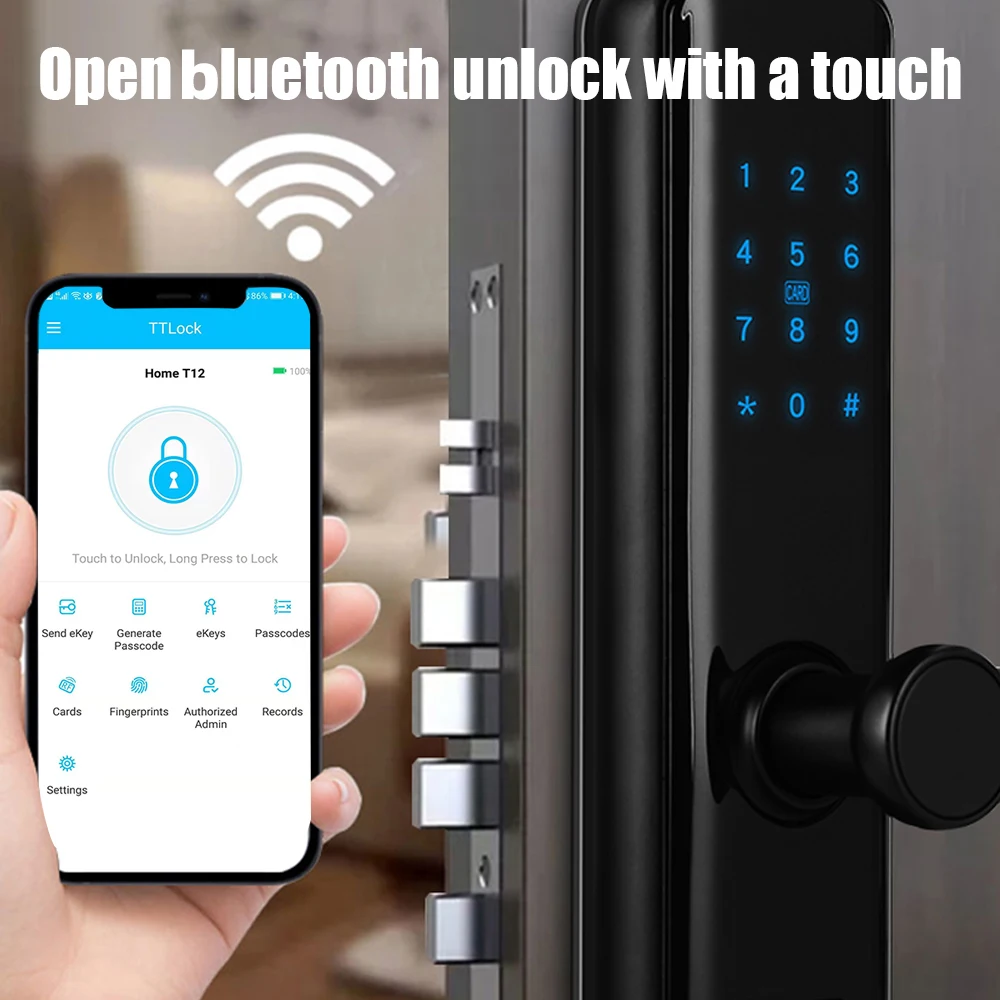 bluetooth TTLOCK APP Biometric Fingerprint Security Intelligent Lock With Digital Keyboard RFID Card Door Lock For Home Hotel