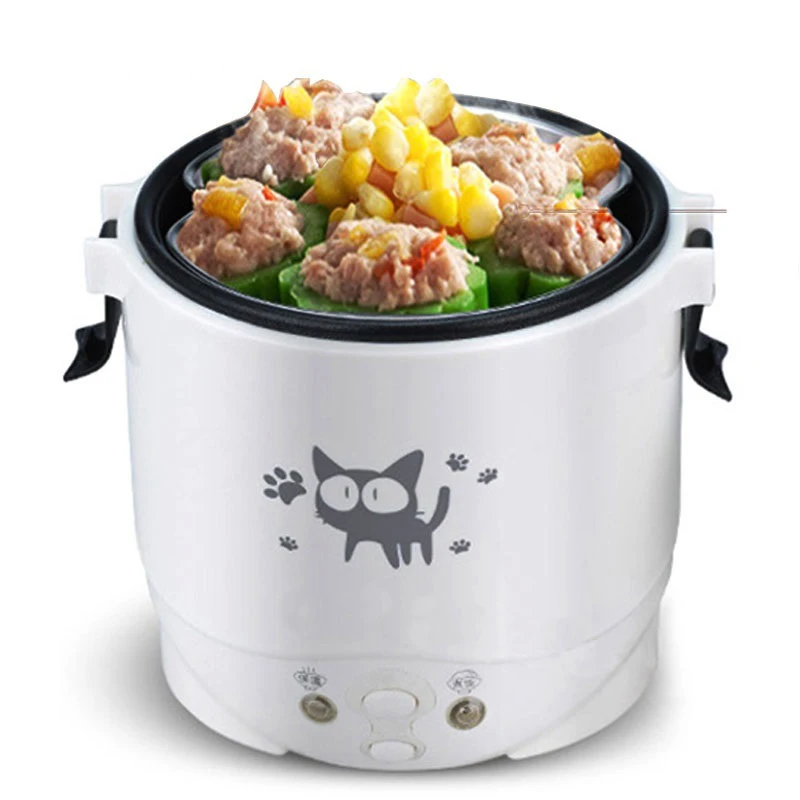 12V 24V Electric Rice Cooker Portable 1L Water Food Heater Machine Lunch Box Warmer 2 Persons Cooking Machine for Home Car Truck