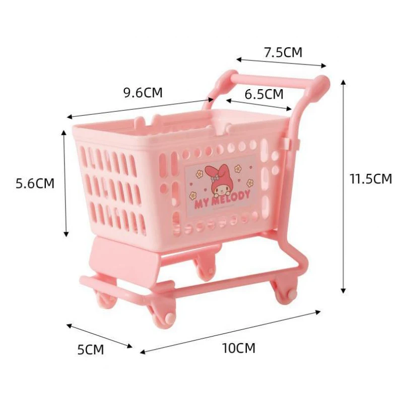 12Cm Sanrios Leuke Cartoon Kawaii Mymelody Kuromi Cinnamoroll Kitty Trolley Desktop Opbergdoos Diversen Mand Kinderen Geschenken