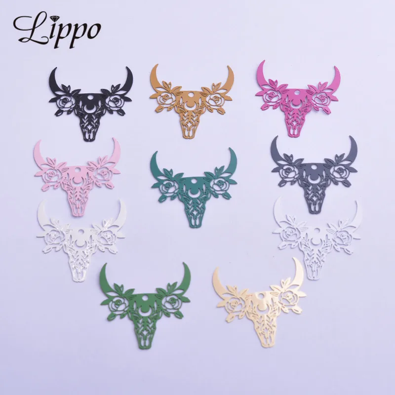 30pcs AB6215 28*29mm Cattle Skull Charms OX Horns Pendant Bull Charm Earring Hanging Jewelry Decoration