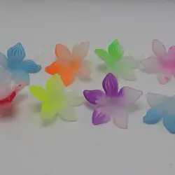 50pcs Mixed Color Two-Tone Frosted Acrylic Flower Bead Caps 28mm - 5-Petal Blossoms Bridal Hair Jfor DIY Jewelry, Hair Pins,