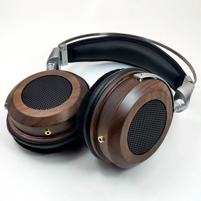 

HiFI 50mm Headphone Speaker Over Ear Headset With 3.5mm Audio Cable Finished Open-Back FEarphone Zinc alloy Wooden New Arrivals