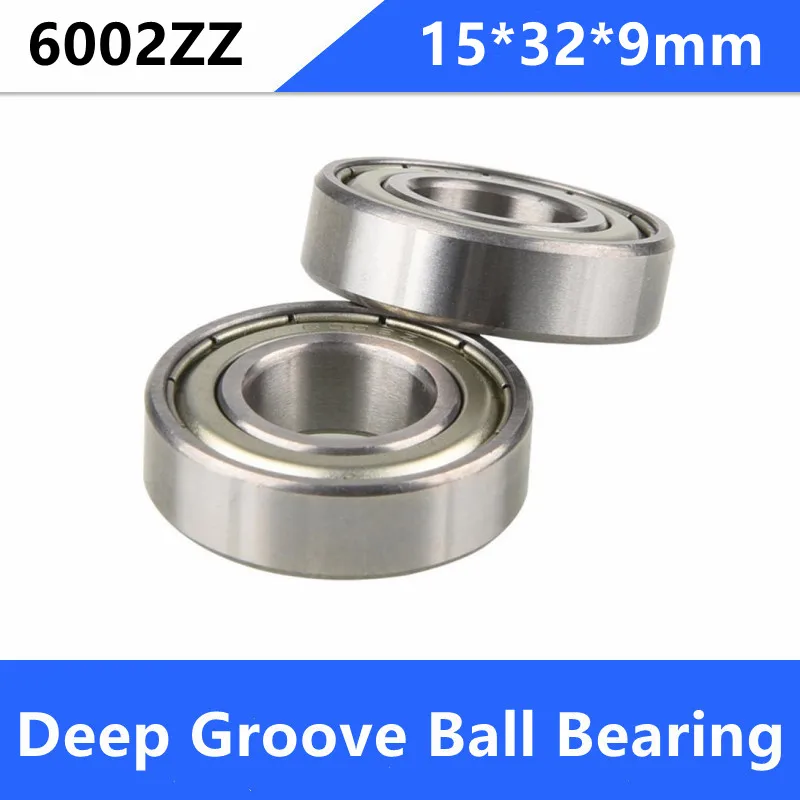 

100pcs/lot 15x32x9mm 6002ZZ 6002Z 6002 Z ZZ 15*32*9mm Double metal cover Deep Groove Ball bearing Ball Bearing