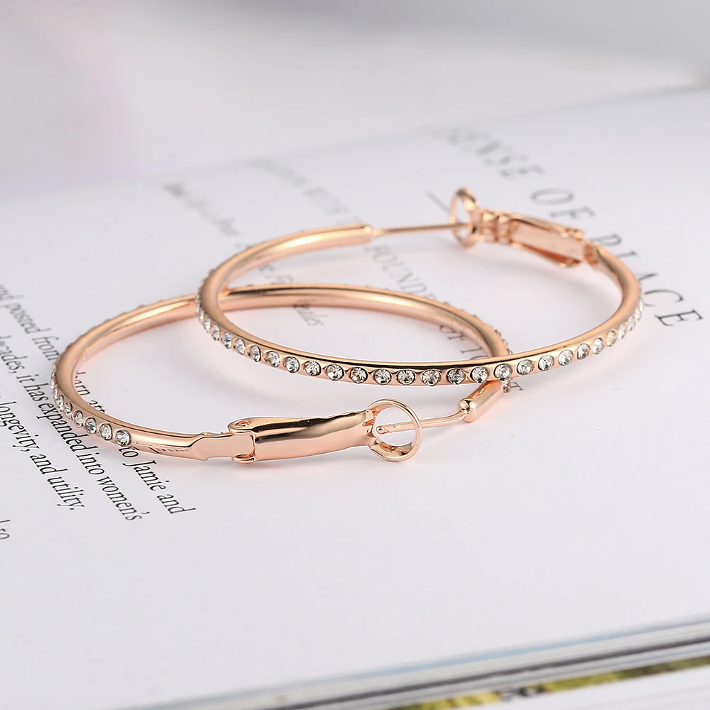 Double Fair High Quality Vintage Big Round Hoop Earrings For Women Rose Gold Color New Fashion Jewelry HotSale DFE307 Brincos