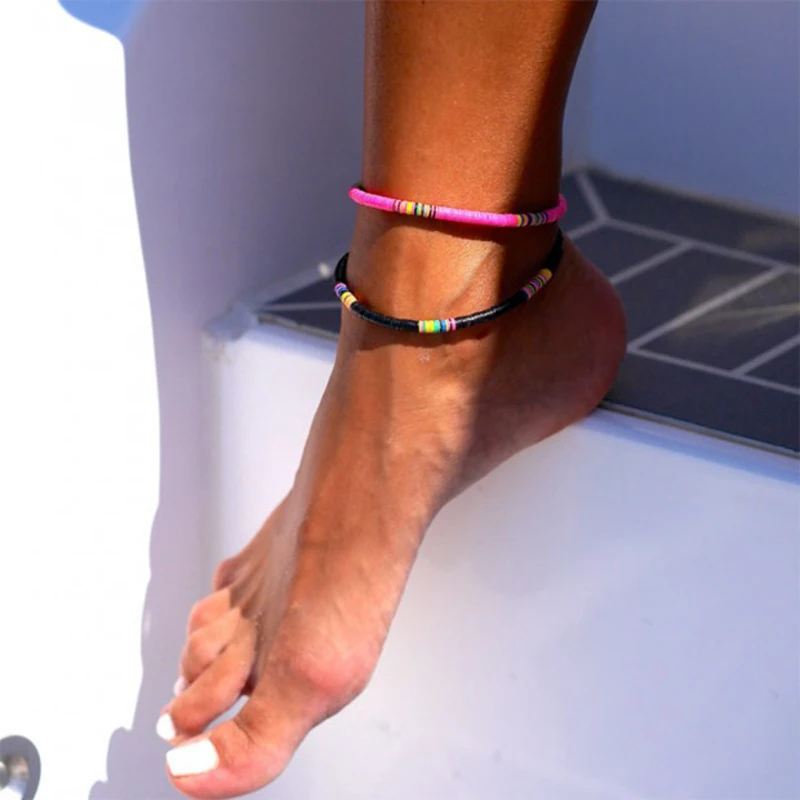 Женские ножные браслеты ручной работы из полимерной глины, регулируемый богемный браслет на лодыжку, 2020