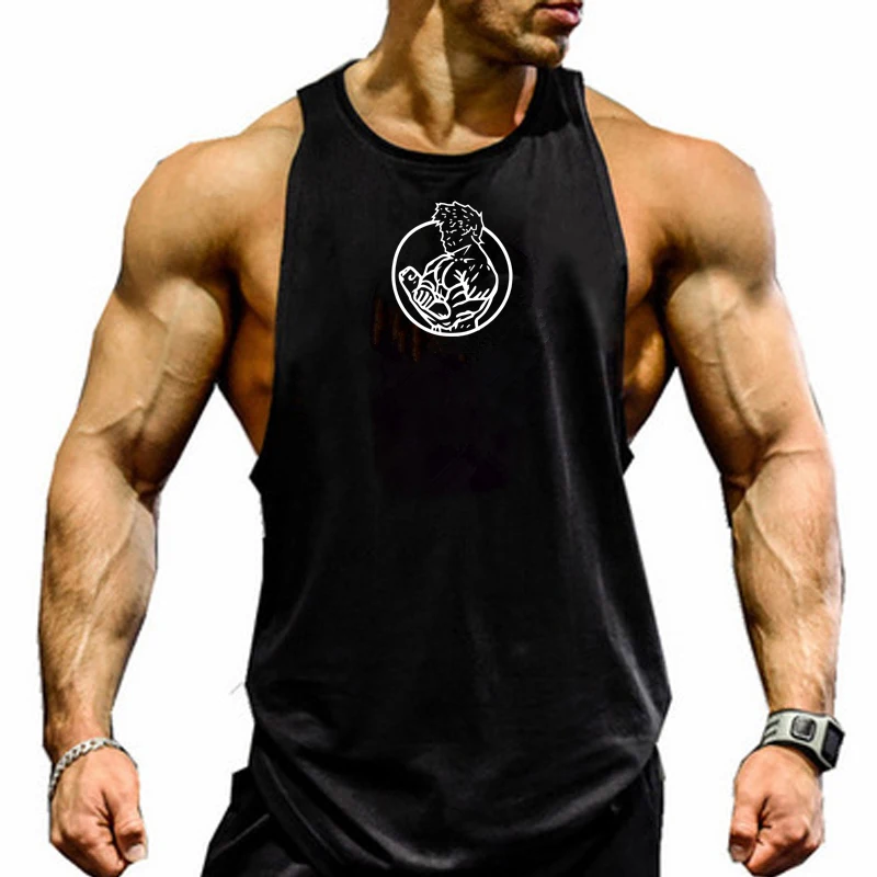 Men\'s Bodybuilding Tank top Gym Fitness Sleeveless Shirt 2021 New men\'s Running Vest Cotton Sports Singlet Vest men\'s clothing