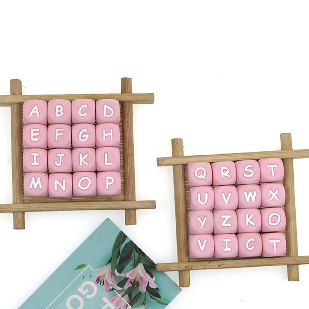 

10pcs 12mm Pink Silicone Letters Beads For Jewelry Making Bulk English Alphabet DIY Pacifier Necklace Jewelry Accessories