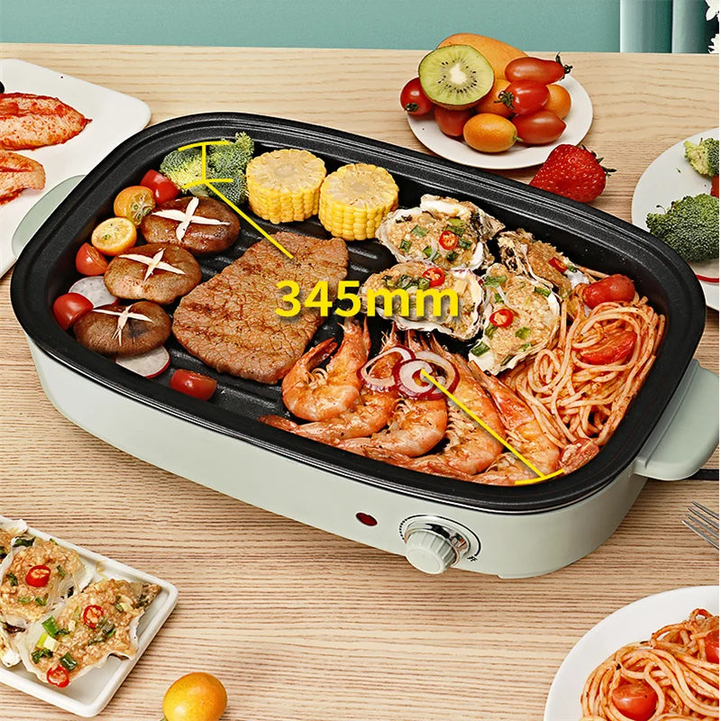 220V Electric Hot Pot Cooker Household Multifunctional Electric Hotpot Cake Baker Furnace Barbecue Grill With 3 Plates