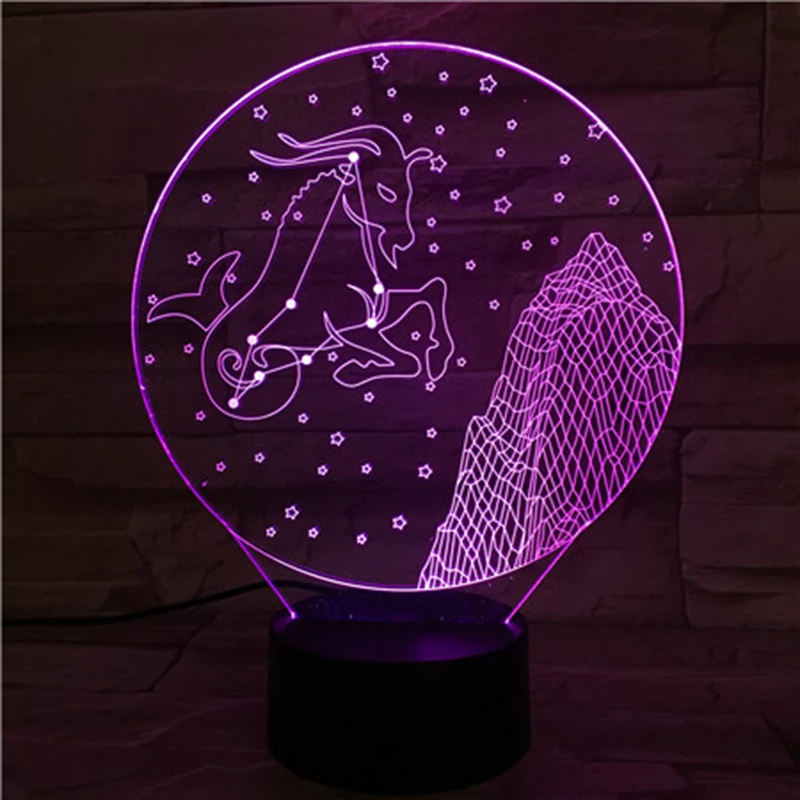 Lampada da tavolo a led a luce notturna 3D con zodiaco materornus per la decorazione della camera da letto per bambini accento illuminazione per interni puntelli decorazioni per la casa luce