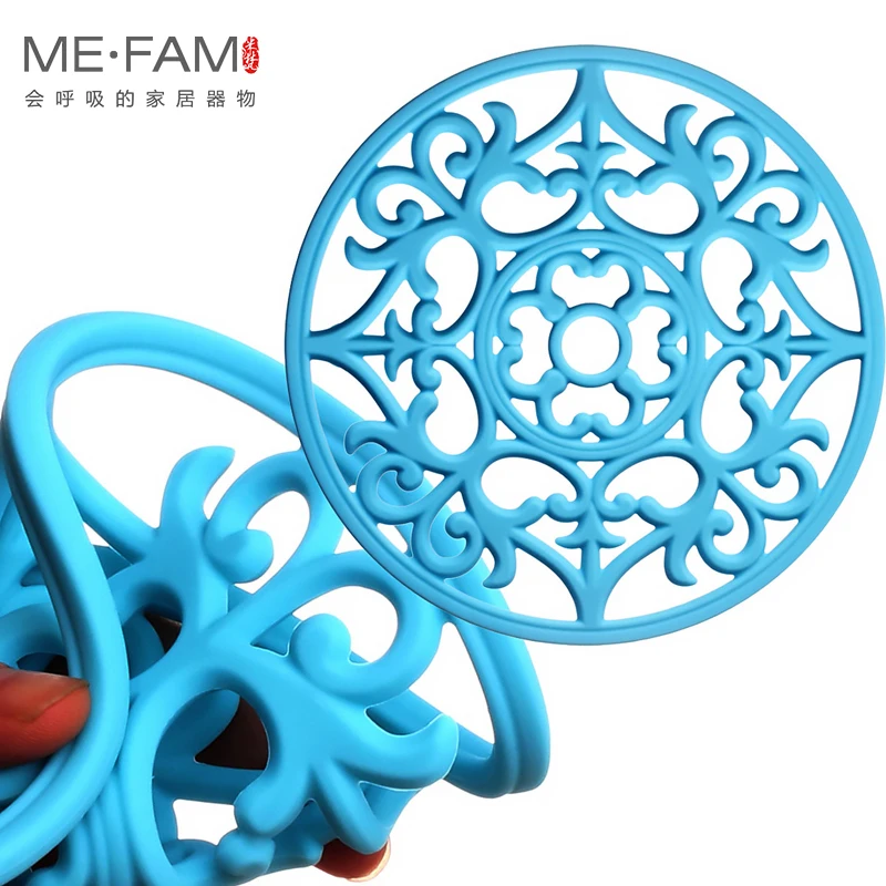 Silicone Multi-Use Hollow Carved Trivet Pot Pads Non Slip Anti Hot Durable Placemat Bowl Plate Mats Desktop Decorate Protection