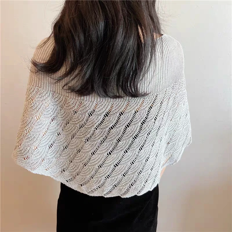 Korean Wool Knit Hollow Fishtail Warm Shawl Female Outdoor Summer Air Conditioned Room Protect Cervical Spine Cloak Scarf P89