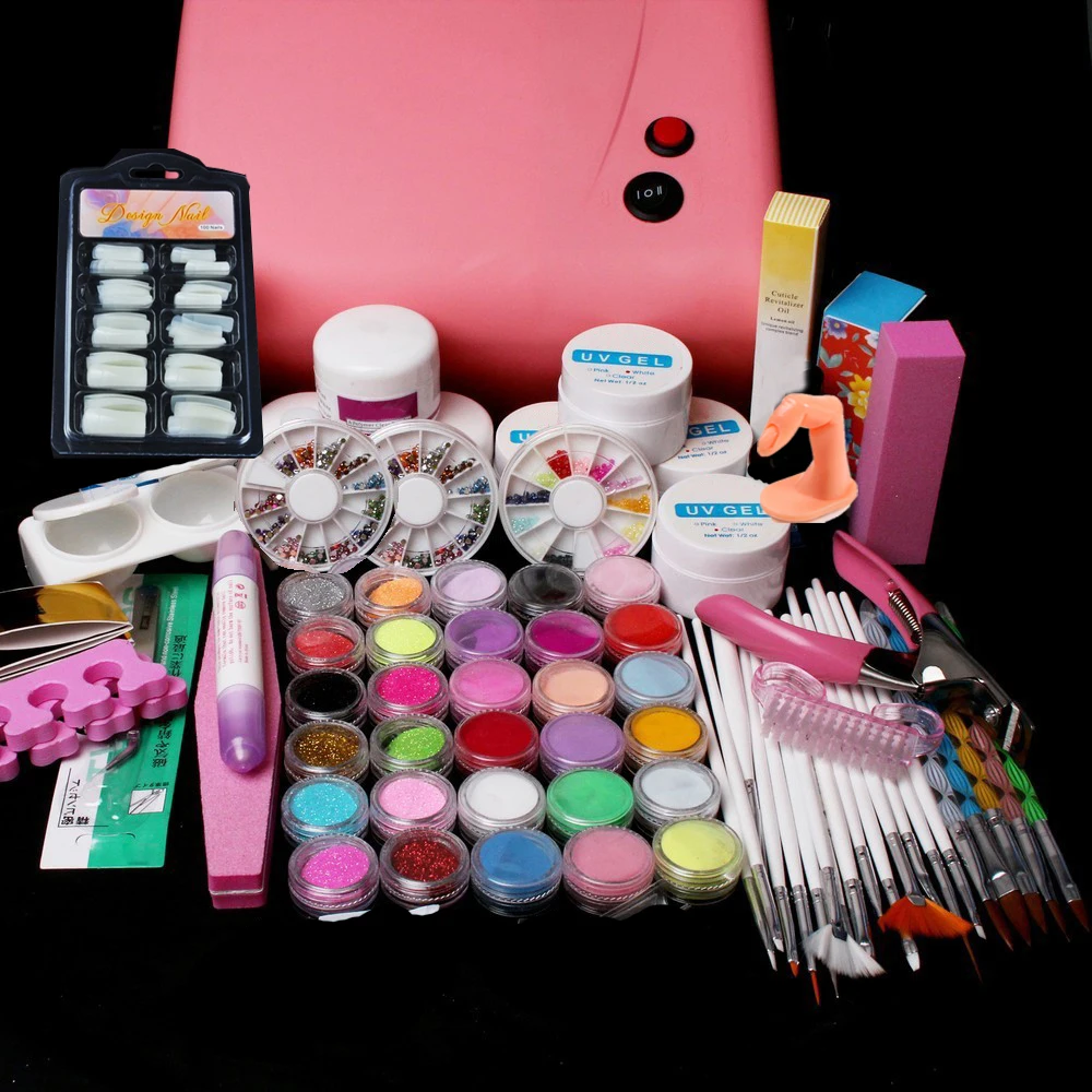 New Pro Pro 36W UV Dryer acrylic nail art set ,acrylic nail kit ,kit nail gel ,kit Gel nails set with lampPro 36W