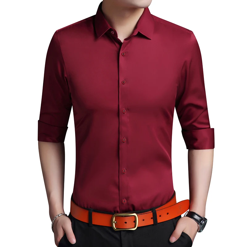 Royal Blue Men\'s DressLong Sleeve Shirt, Business Slim Fit Cotton Shirts, White Black Purple Red Camisa Male Chemise S-5XL