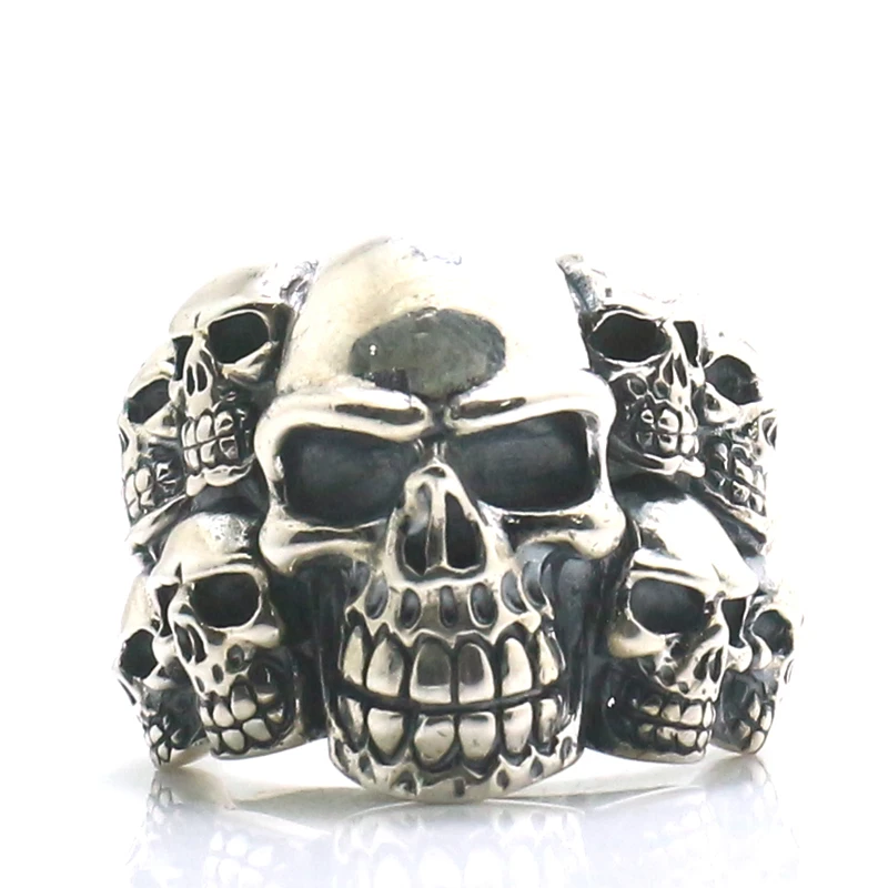 

Unisex 925 Silver Cool Punk Gothic Evil Demon Skull Classic Ring