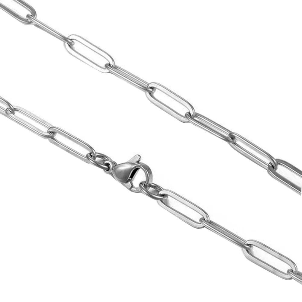 1 Stück, 4 mm breit, Hip-Hop-Edelstahl-Flachkabelkette für Männer und Frauen – Detail 2