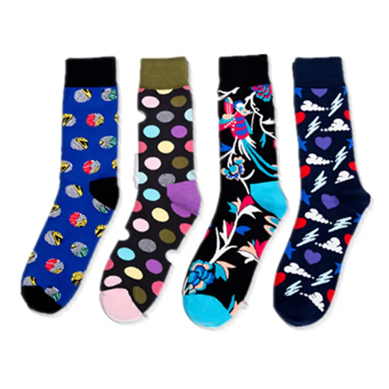 

4 pairs of socks plus size trendy fashion men's socks colorful magpie men's and women's socks factory socks wholesale