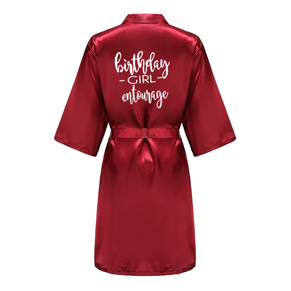 Birthday Party Girl & Entourage Satin Printing Women Pajamas Female Robes