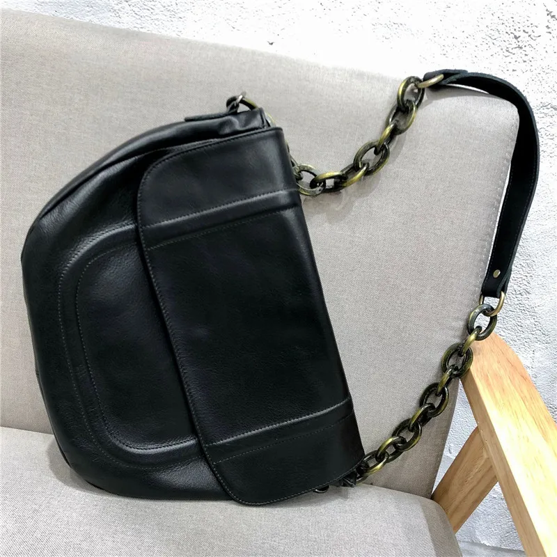 Vintage Messenger Bags For Women 2024 New Natural Cowhide Designer Handbag Luxury Female Tote High Quality Underarm Shoulder Bag