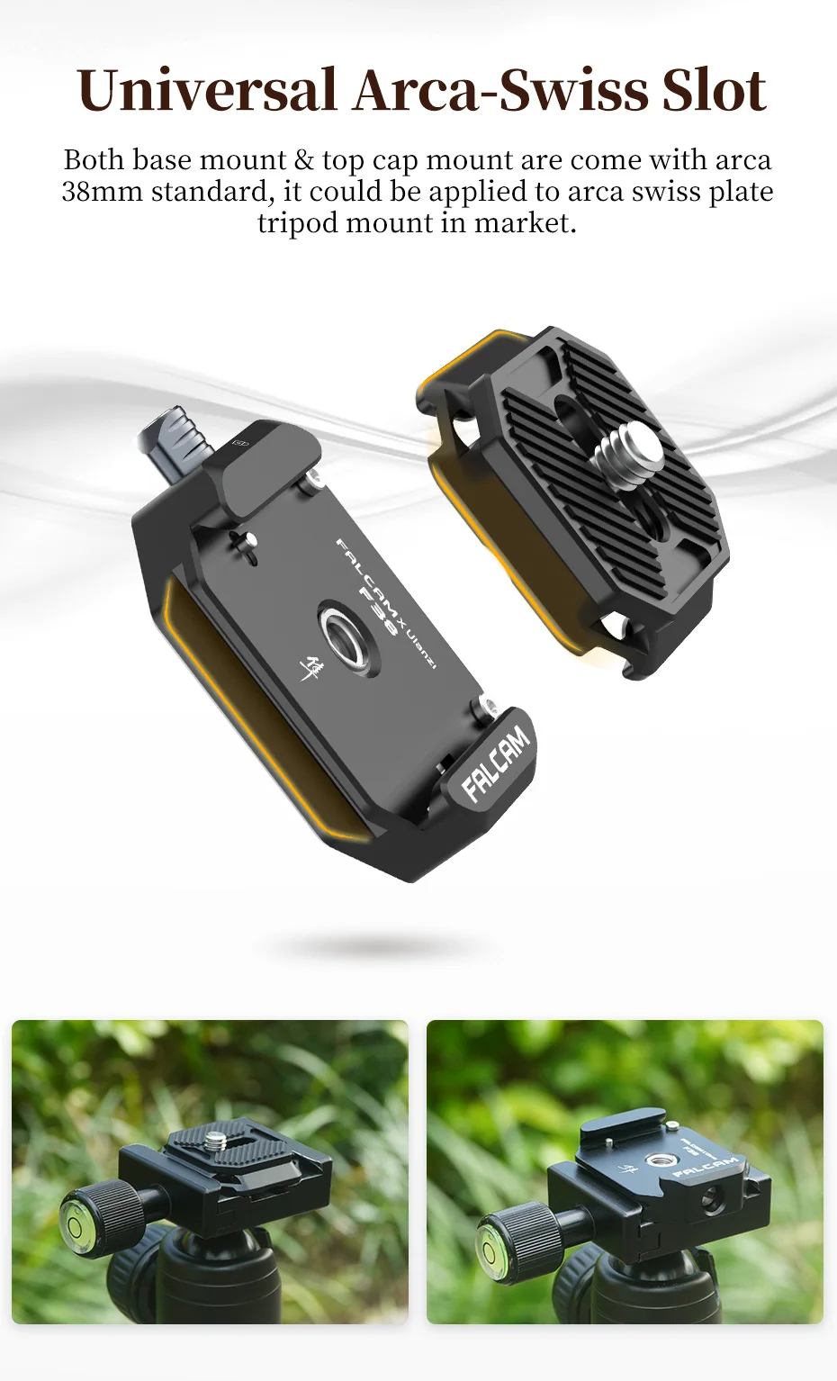 Ulanzi FALCAM F38 Universal Gimbal Arca Swiss Schnellwechselsystem Schnellwechselplatte Klemme Schnellschalter für DSLR-Kamerastativ – Detail 2