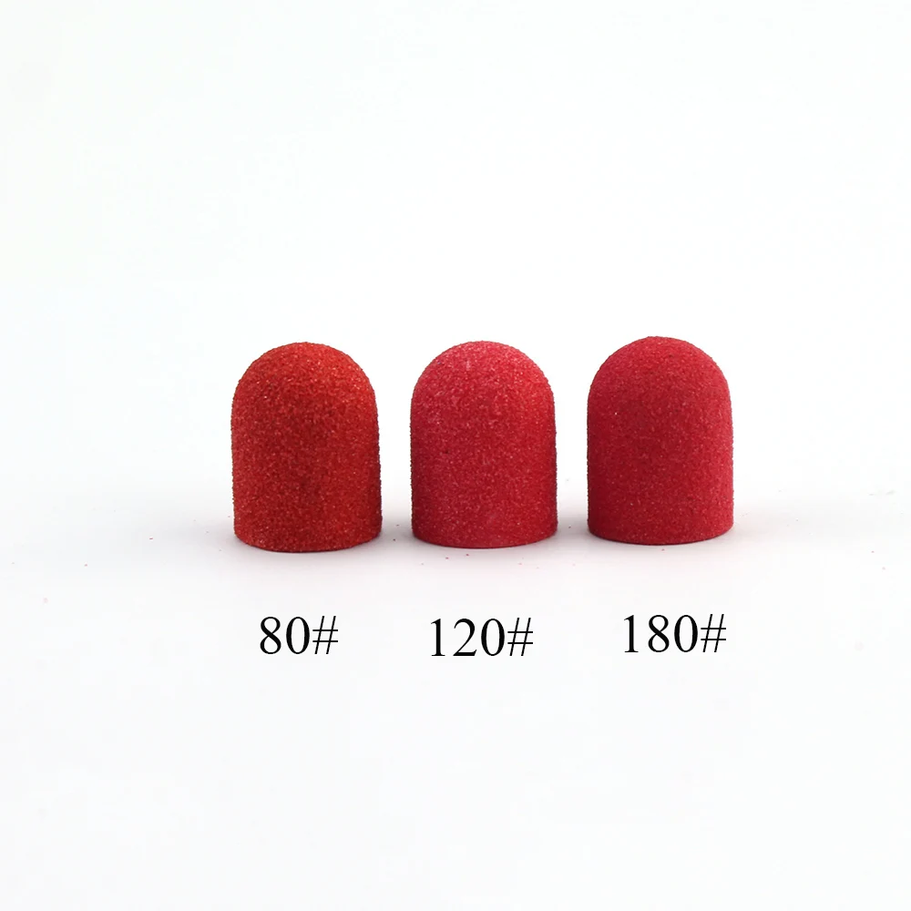 50pcs 10*15mm Red Nail Drill Accessories Pedicure Sanding Cap Foot Cuticle Milling for Manicure Pedicure Art Tools