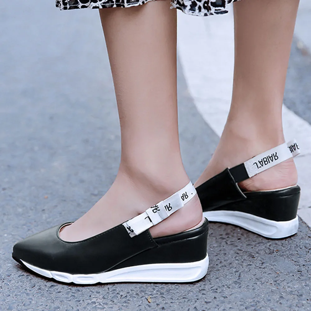 Fashion Elegant Ladies Sandals 2020 Casual Summer Sandals Women Pointed Toe Back Strap Platform Consise Shoes Woman 2020 New