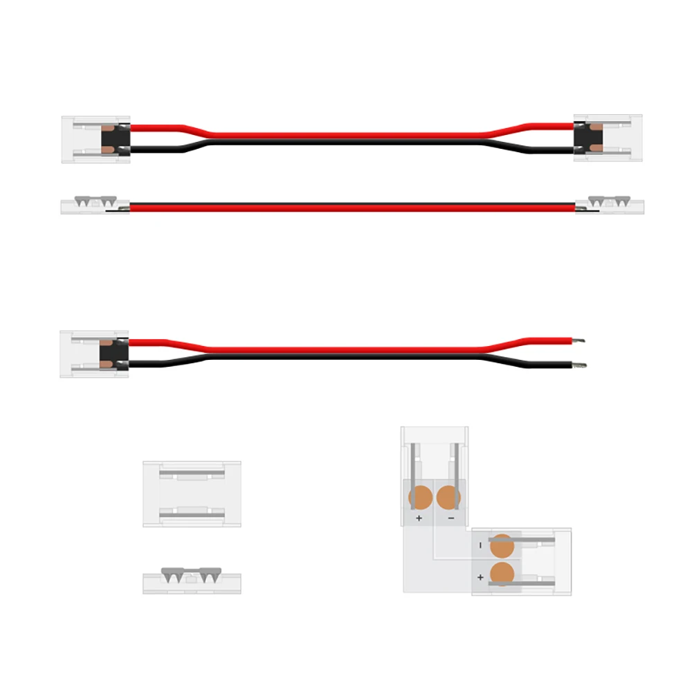 Fast LED Strip Connector Joint Corner Cable COB Strip 8mm 10mm FOB Lights Diode Tape Ribbon Solderless Easy Connecting