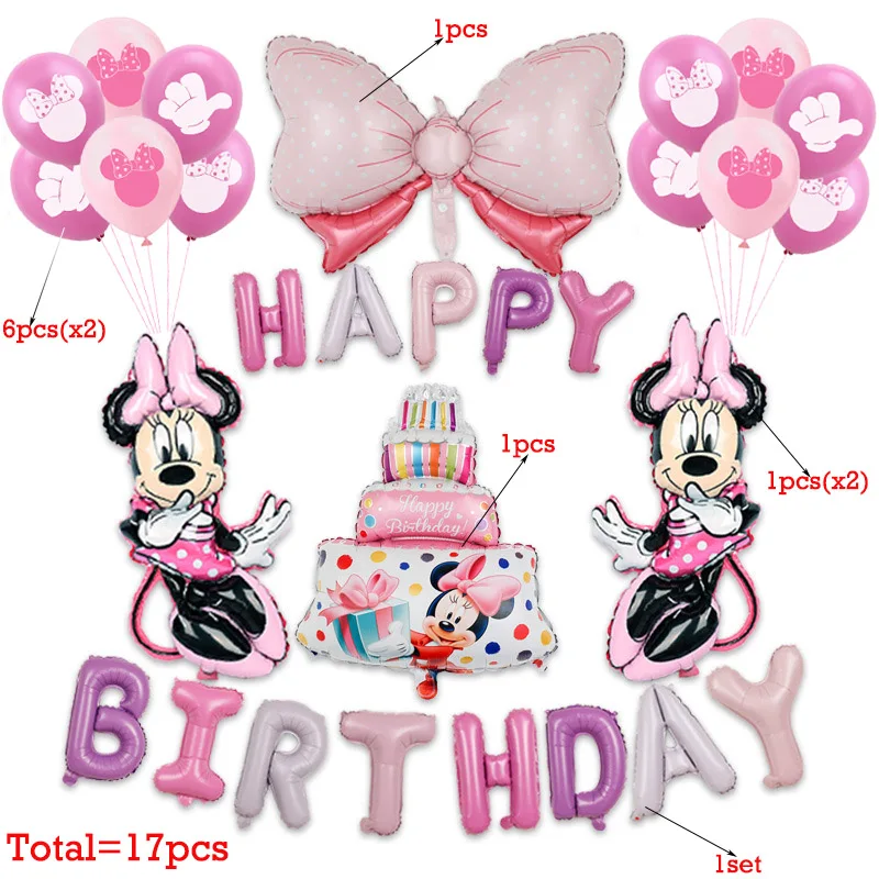 Disney Minnie Mickey Aluminum foil latex Balloon set for Birthday party Diy balloon decortaion boy girl baby favor party decor