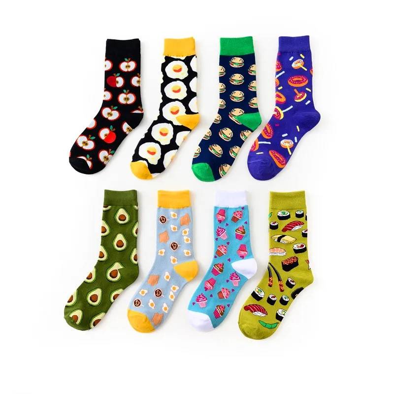 New Arrivals Women Socks Unisex Spring Autumn Cartoon Avocado Burger Sushi Seafood Short Sock Funny Breathable Cotton Crew Socks