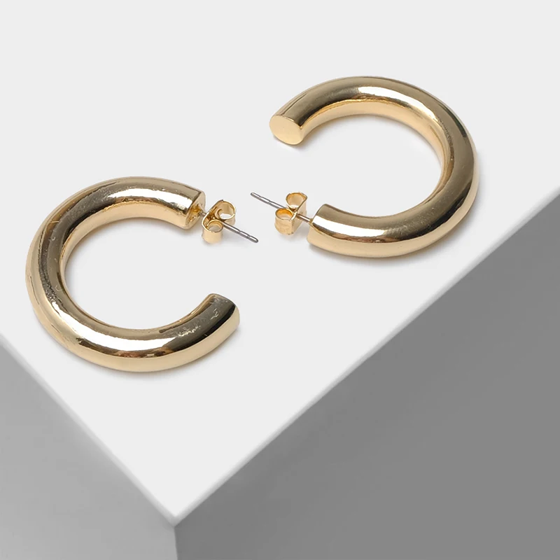 Amorita boutique Metallic Hoop Fashion Simple Earrings