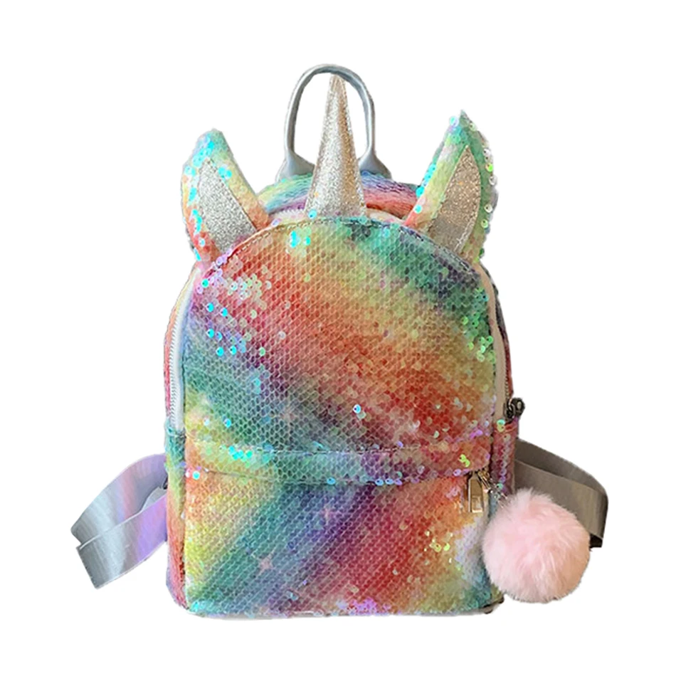 Stylish Unicorn Sequins Backpack Fashion Portable Shoulder Bag School Storage Bag Colourful Shining Backpack for Girls