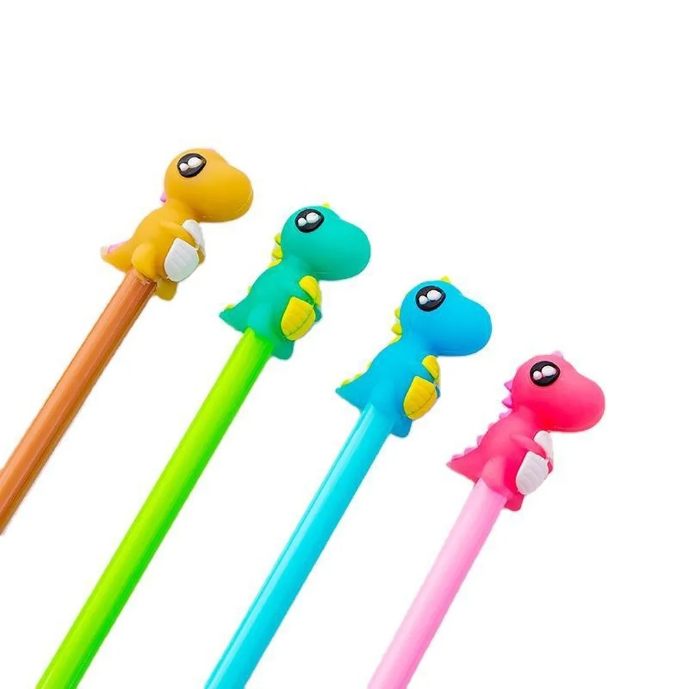 1pc Wholesale Creative Cute Colorful Dinosaur Pen Black 0.38 Pens Students Pen Stationery Wholesale Manufacturers