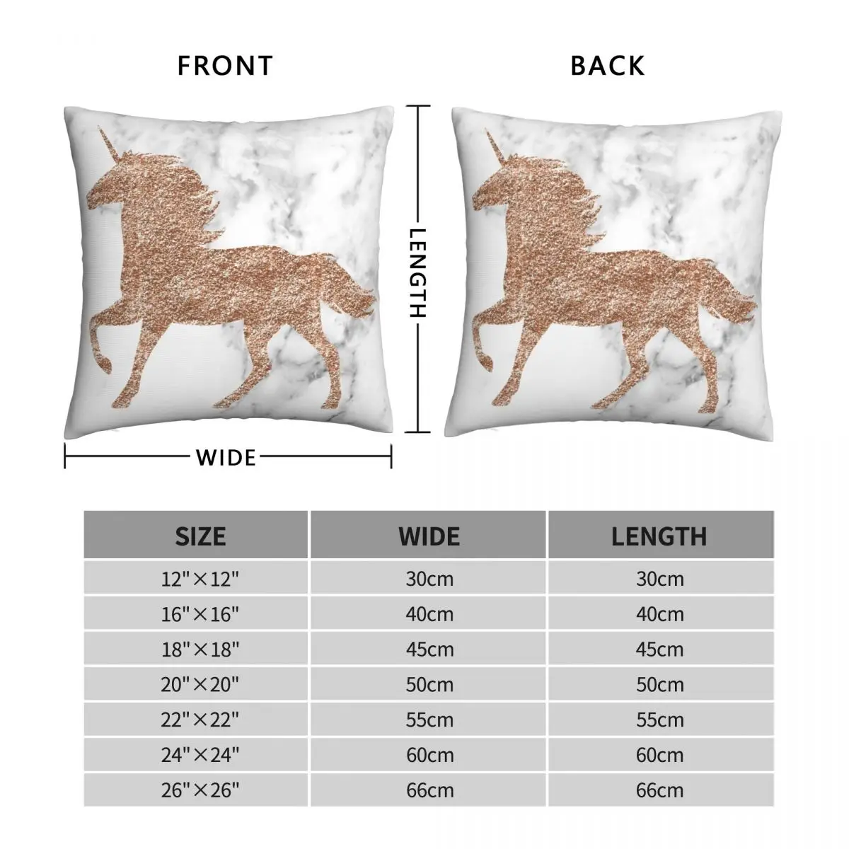 Rose Gold Marble Unicorn Pillowcase Polyester Linen Velvet Printed Zip Decor Throw Pillow Case Home Cushion Case