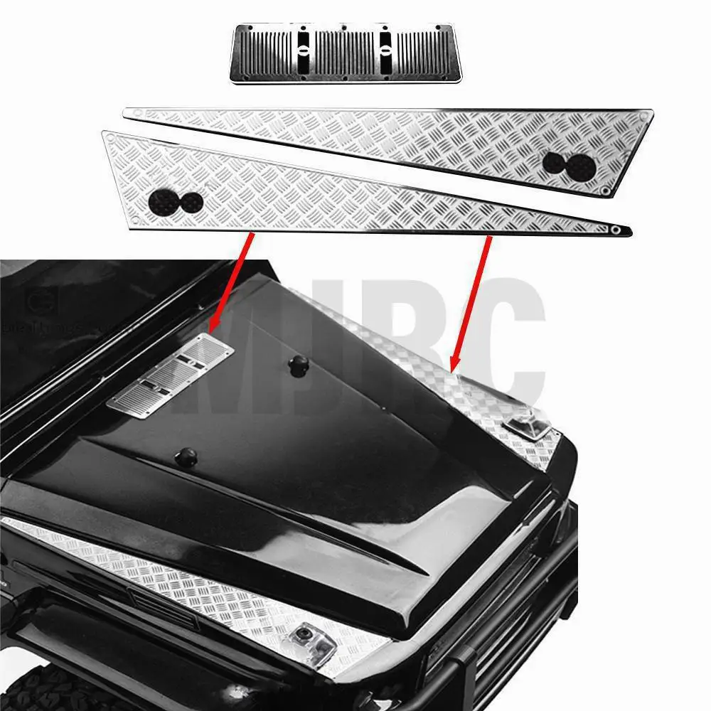 

Decoration Stainless Steel Car Hood Sticker Anti-skid Plate Board for 1/10 Trax TRX4 G500 88096-4 TRX6 G63 RC Car Parts