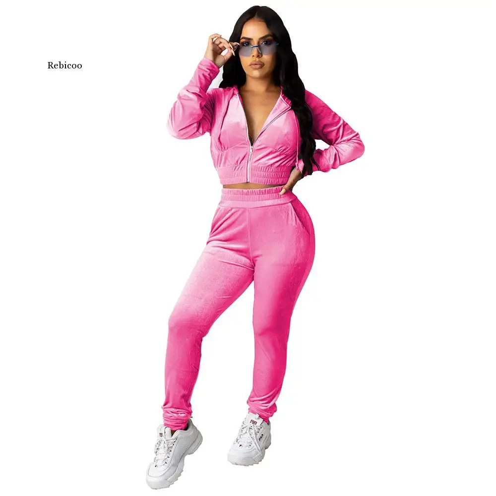 Velvet Two Piece Set Women Rave Festival Clothing Full Sleeve Hooded Short Coat And  Elastic Waist Biker Short Velour Tracksuits
