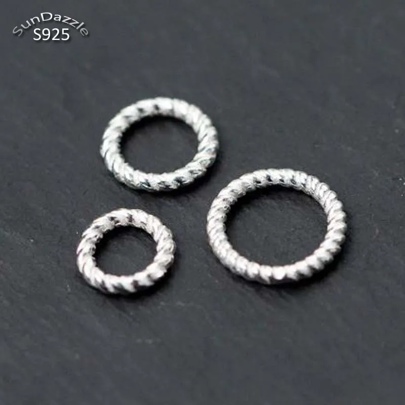 Genuine Real Pure Solid 925 Sterling Silver Close Jump Rings Twisted Line Split Ring Connector Jewelry Making Findings