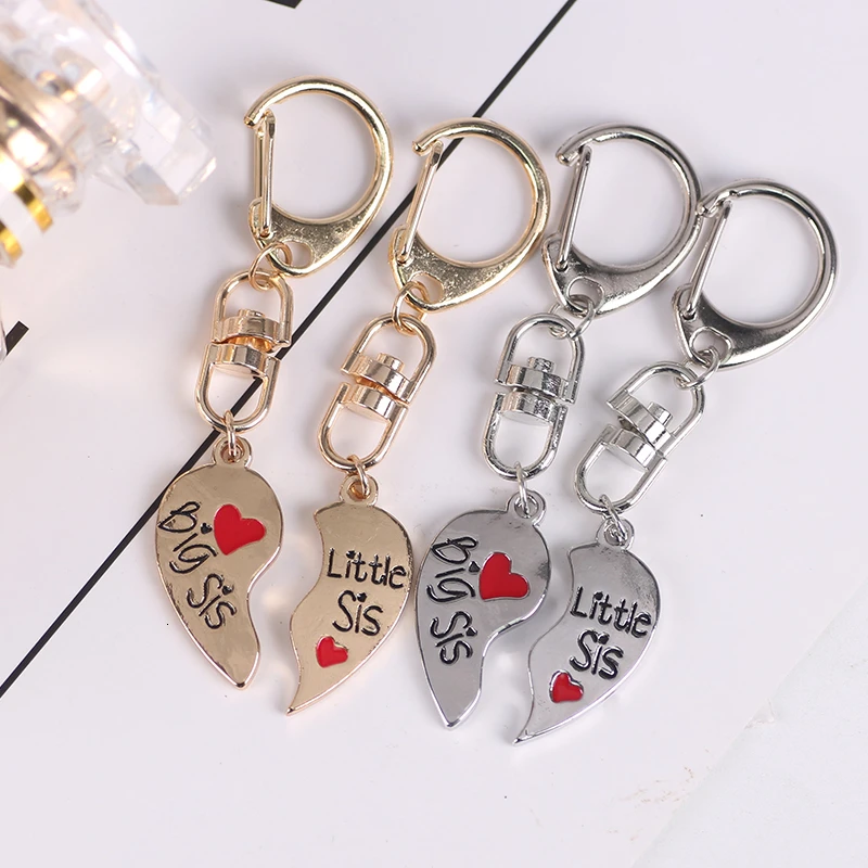 Big Sis Little Sis Keychain For Women Girl Heart Puzzle Pendant Accessories Charms Party Jewelry Gift Dropshipping 2022