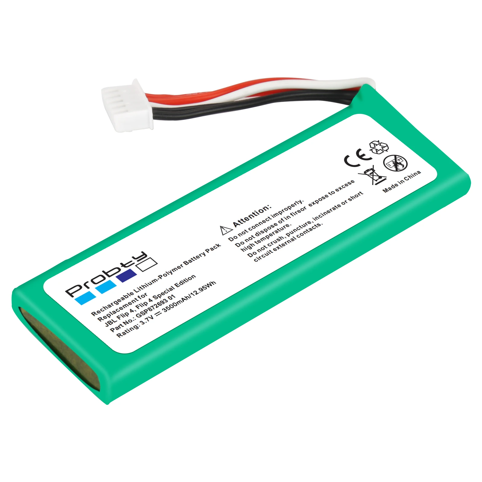 Probty 3.7V 3500mAh bateria GSP872693 01 ładowalny akumulator do głośnika JBL Flip 4, Flip 4 wydanie specjalne